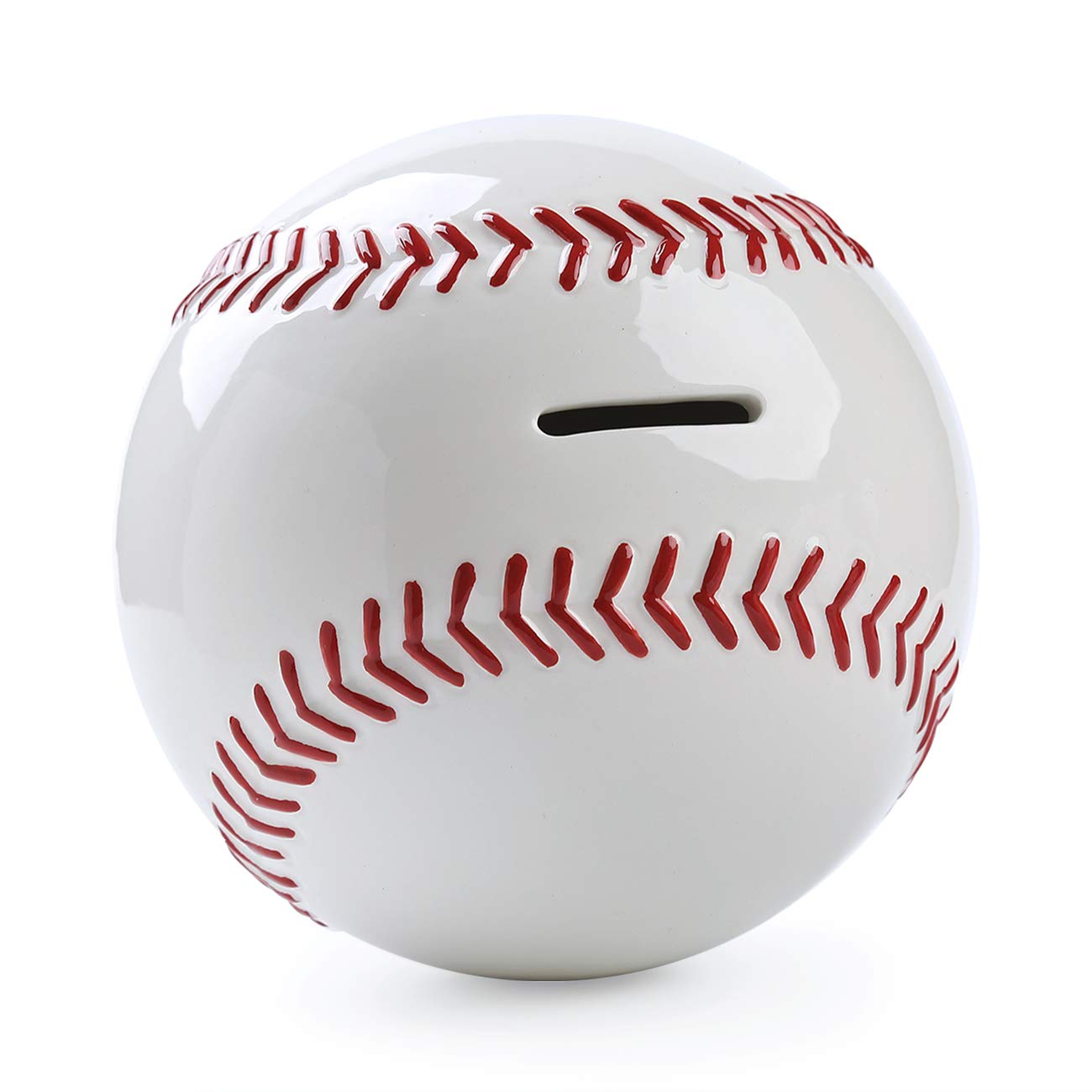 FORLONG Ceramic Baseball Piggy Bank - Large White Sports Coin Bank For Boys & Girls, 7.8 Inch - View #9