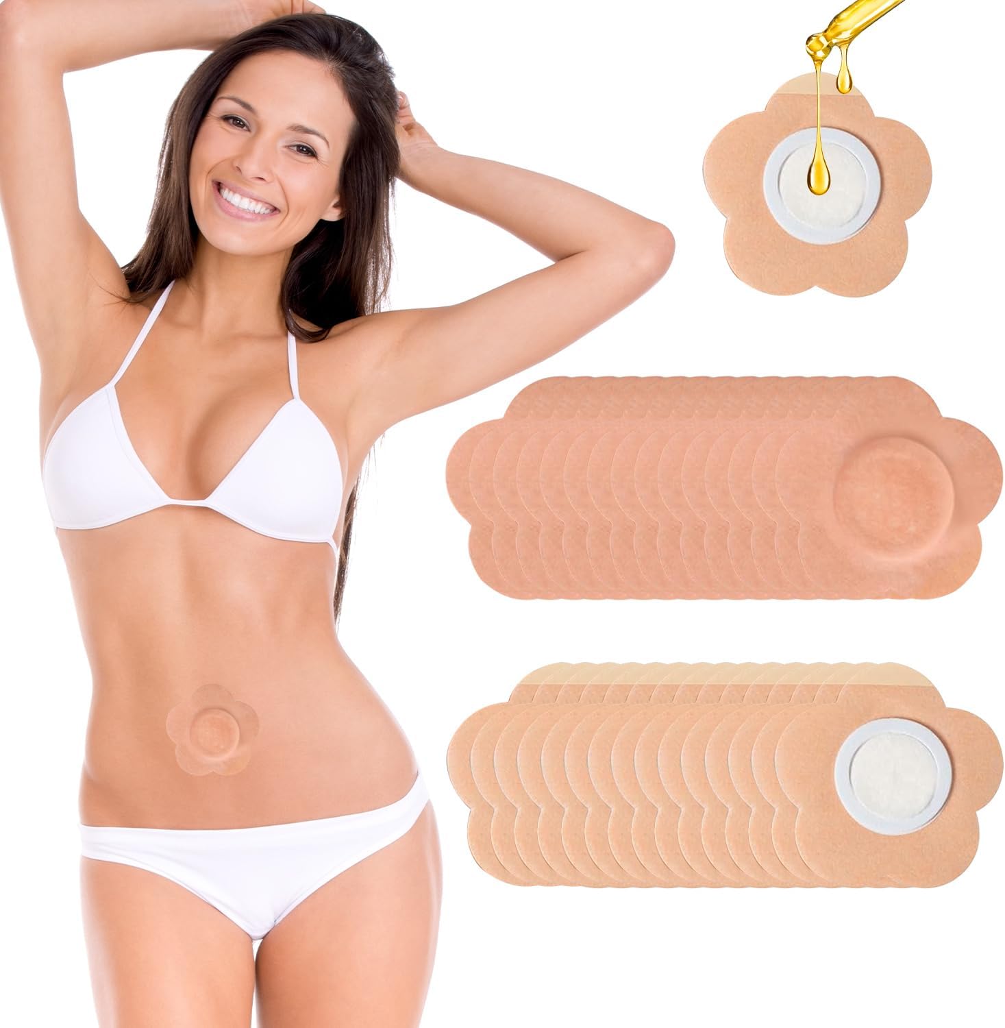 15 Pcs Castor Oil Pack Wrap, Disposable Portable Castor Oil Packs Patches with Anti Leakage Cotton for Belly/Leg/Back (Oil Not Included), 11" x 6.3"