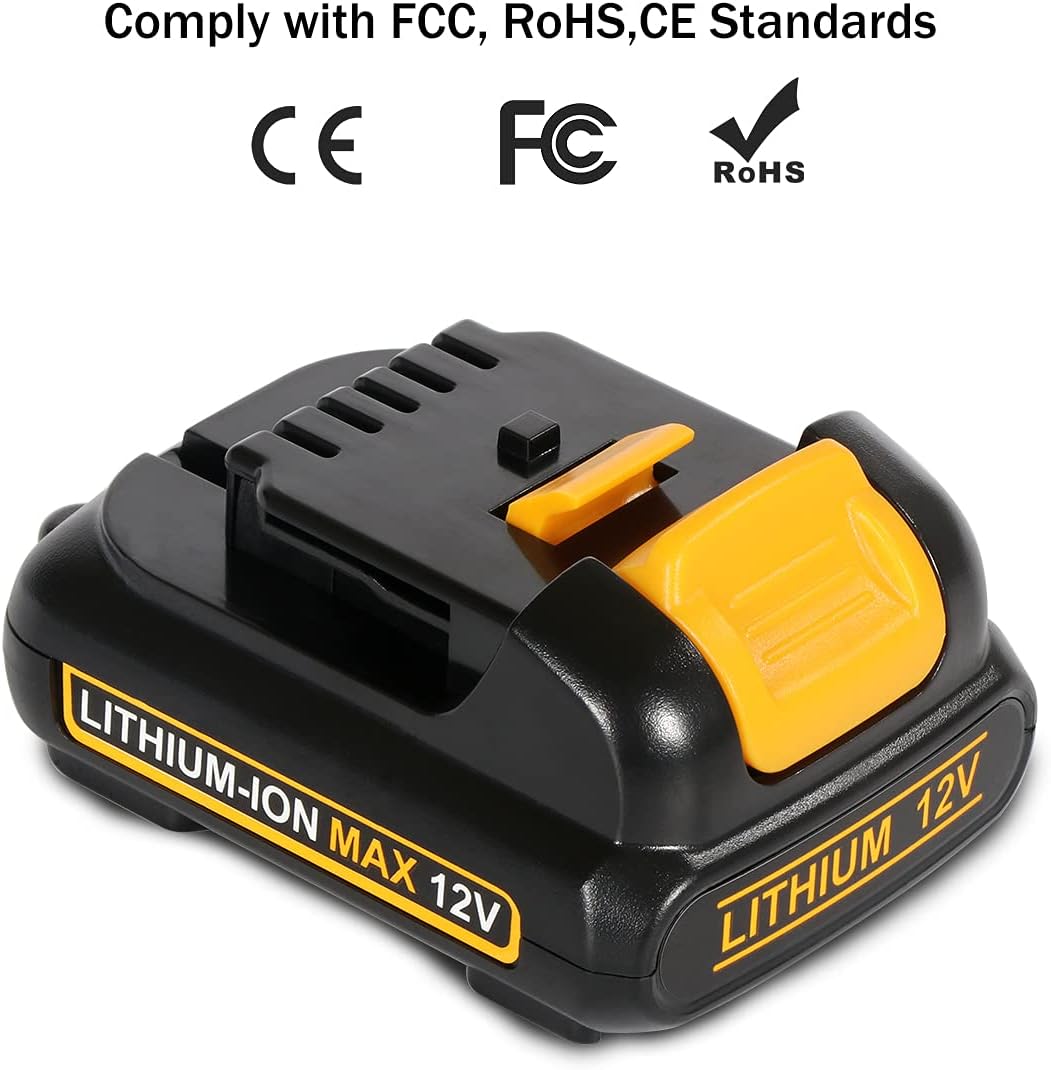 12V DCB120 Battery - Replacement for Dewalt 12V Battery DCB120, DCB123, DCB127, DCB122, DCB124, DCB121 Li-ion -2 Pack
