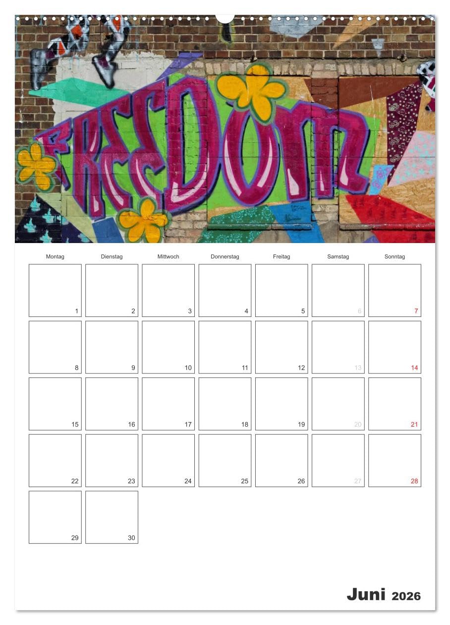 GRAFFITI 2026 / Planer (hochwertiger Premium Wandkalender 2026 DIN A2 hoch), Kunstdruck in Hochglanz