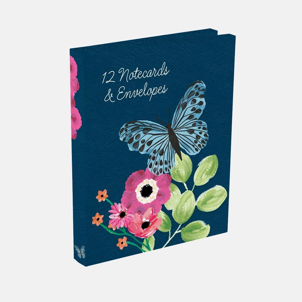 Notecard Wallet – Set of 12 Blank Notecards with Envelopes (126 x 176mm) – Greeting Cards in Wallet for Thank You Notes & Messages (Flutter B)