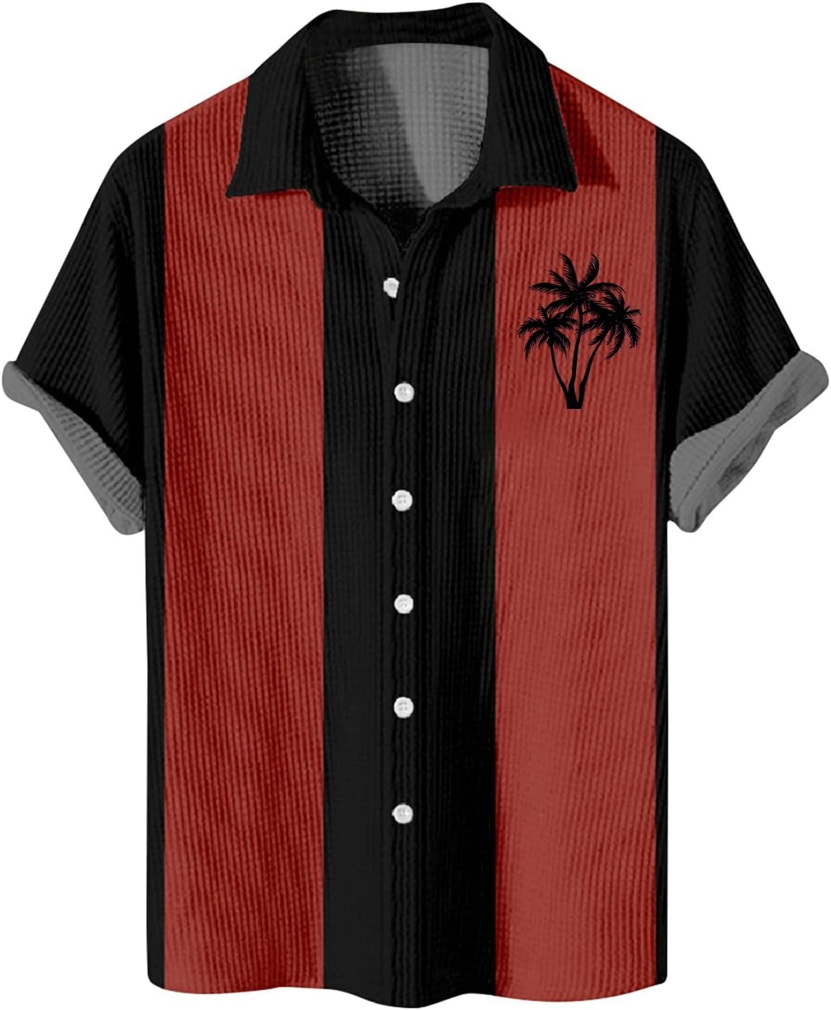 RTRDE Men's Button Down Shirts Short Sleeve 50S Vintage Style Retro Cuban Bowling Beach Shirt, M-8XL