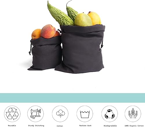 Miniatura 6 de Bolsas de muselina de algodón, con un solo cordón, de alta calidad, ecológicas, reutilizables, color negro, paquete de 100 unidades (5 x 7 pulgadas)