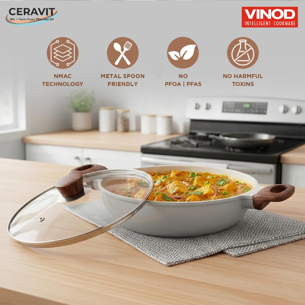 Vinod Ceravit Ceramic Kadai - Non Stick & Healthy Cookware -2