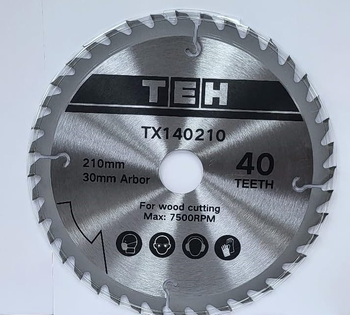 210mm TCT Circular Saw Blade 40T Tungsten carbide teeth x 30mm Bore, Compatible with Evolution Festool Bosch Makita Dewalt fits 216mm