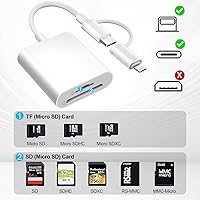 Vista 4 de Lector de tarjetas SD para iPhone, iPad Mac, USB C y Lightning Dual Connector Adaptador de cámara digital para iPhone, adaptador de tarjeta SD
