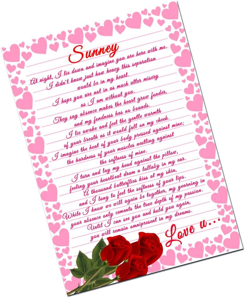 I Love You Sunney Name Love Letter on Birthday Anniversary Valentine's Day Customised 28