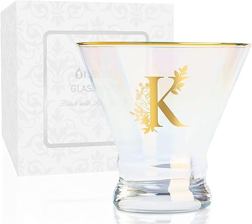 Miniatura 17 de Onebttl Vasos de Martini iridiscentes sin tallo con inicial L, regalos personalizados para mujeres, 8 onzas, regalos de cóctel, vasos de alcohol