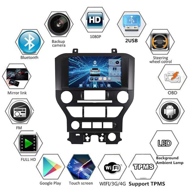 Autoradio Android 16 Ford Mustang 2015-2018 avec écran tactile 9 pouces Bluetooth - 4