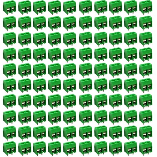 RUNCCI-YUN100Pcs 2 Pin 5 mm PCB Mount Screw Terminal Block Connector 300V 10A (Green)