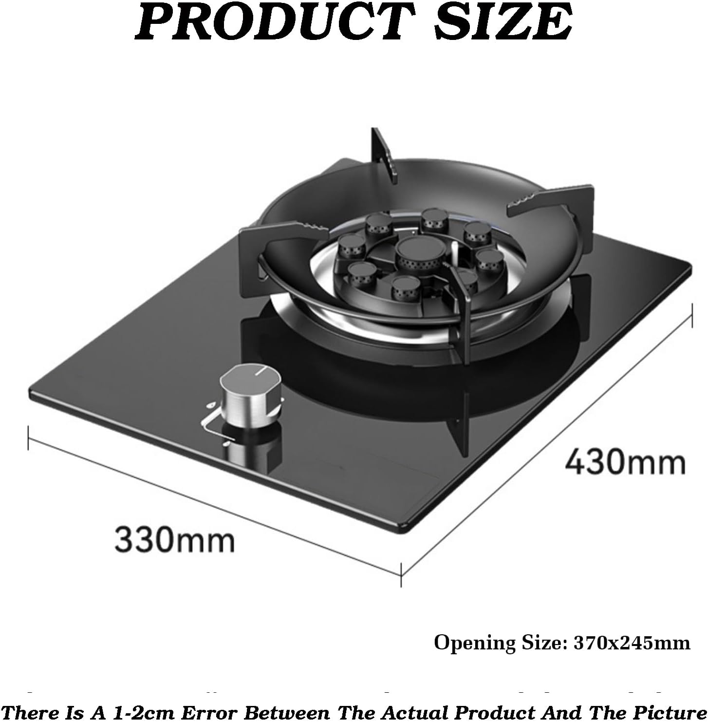 Gas Cooktop 1 Burner,5.2KW 9-cavity High Fire Stove,Tempered Glass Top Wok,with Flameout Protection,for NG/LPG Source(LPG)