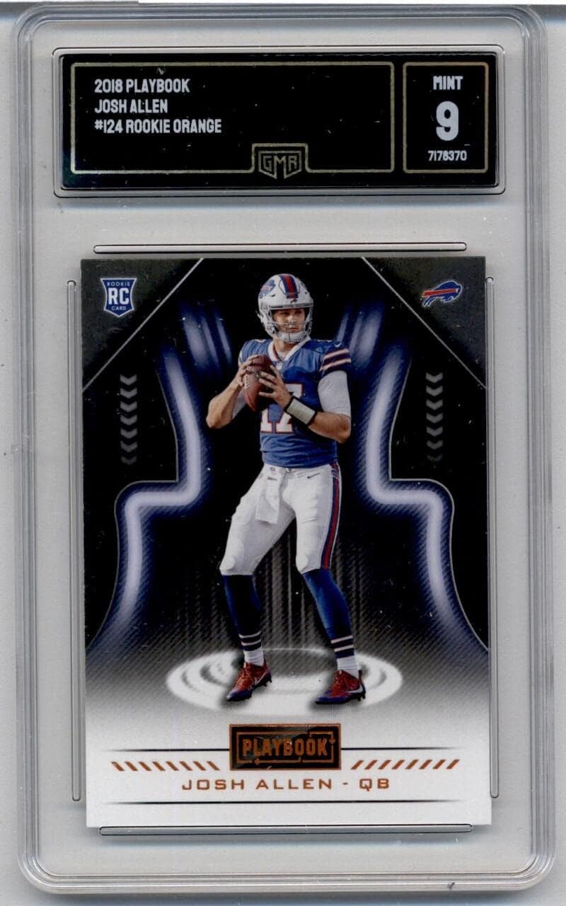 2018 Panini Playbook Orange #124 Josh Allen RC Rookie VERY RARE NFL Football Trading Card Grading (GMA 9 MINT) Buffalo Bills