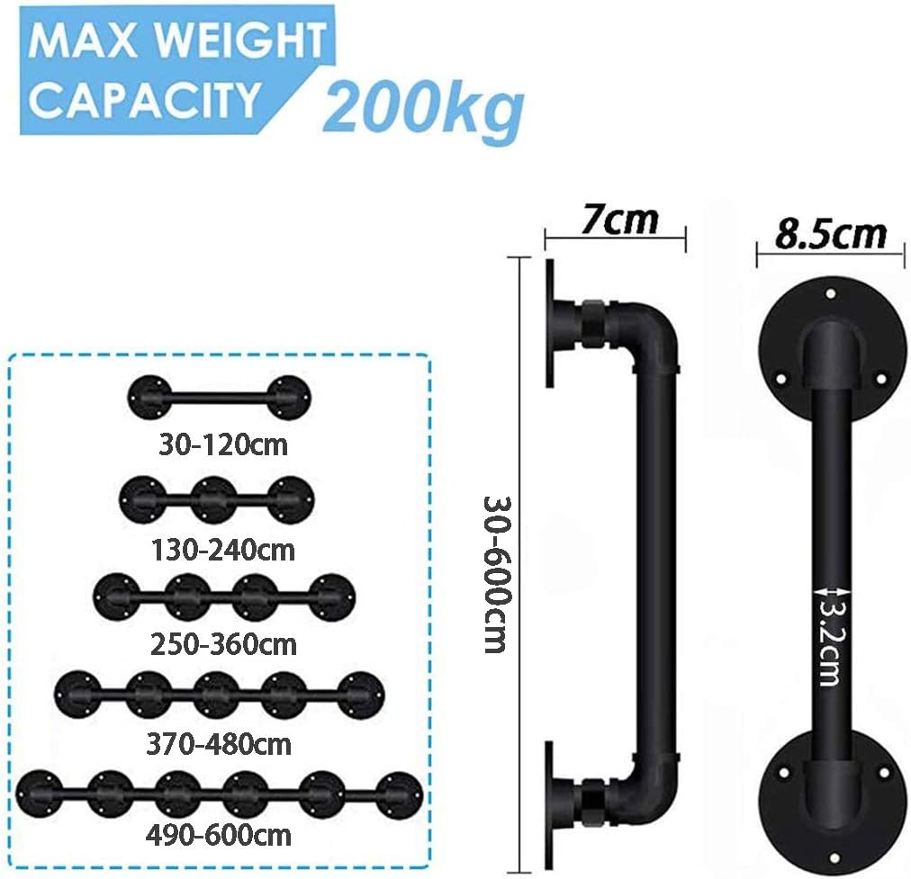 White Metal Wall il 30-600cm Adjustable Stair Railing for Indoor/Outdoor Use Wrought Iron Safety Rail (Size: 580cm)