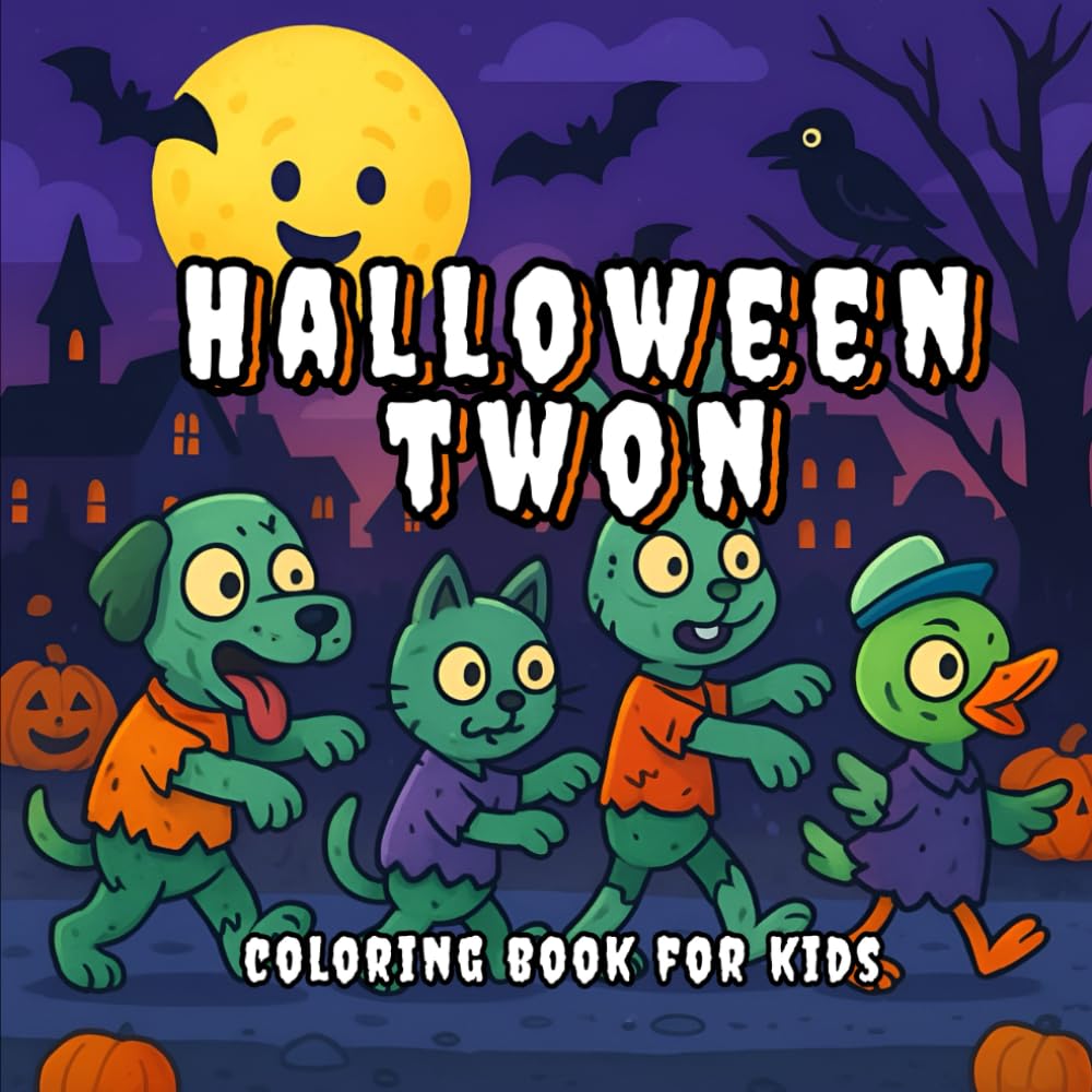 Halloween town coloring book for kids: A spooky fun & cute coloring book for kids ages 4 -8