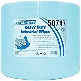 LAUCO Prep-Wipe Heavy Duty Industrial Wipes Jumbo Roll, Lint Free Blue Cleaning Towels, (500 Sheets per Roll, 1 Roll/Case, 11.8” x 15” each sheet) (05820) (2 Pack)