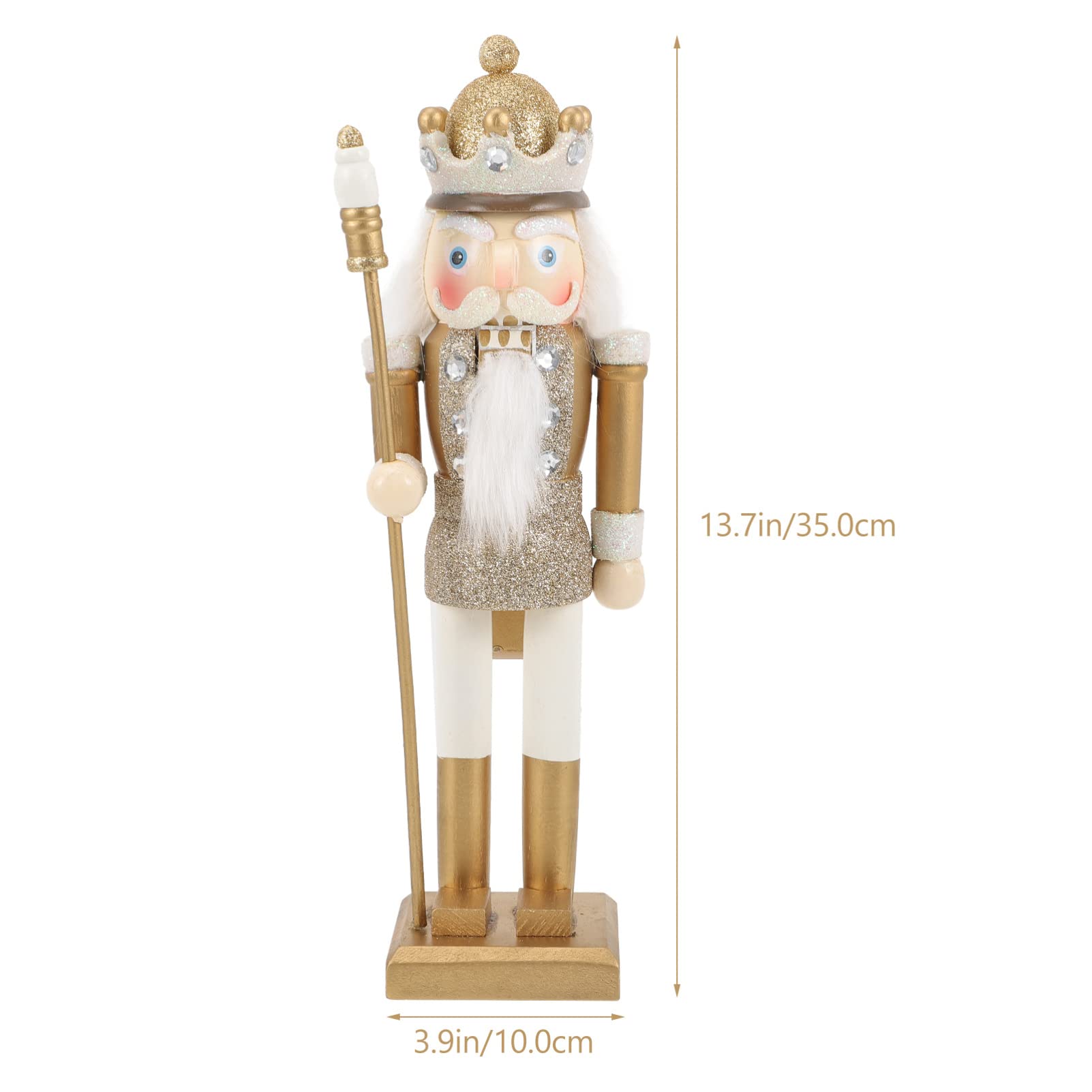 INOOMP Wooden Christmas Nutcracker Decorations: Golden King Nutcracker Figures DIY Soldier Puppet Toys Wooden Nutcracker Xmas Table Fireplace Shelf Centerpiece New Year Decorations