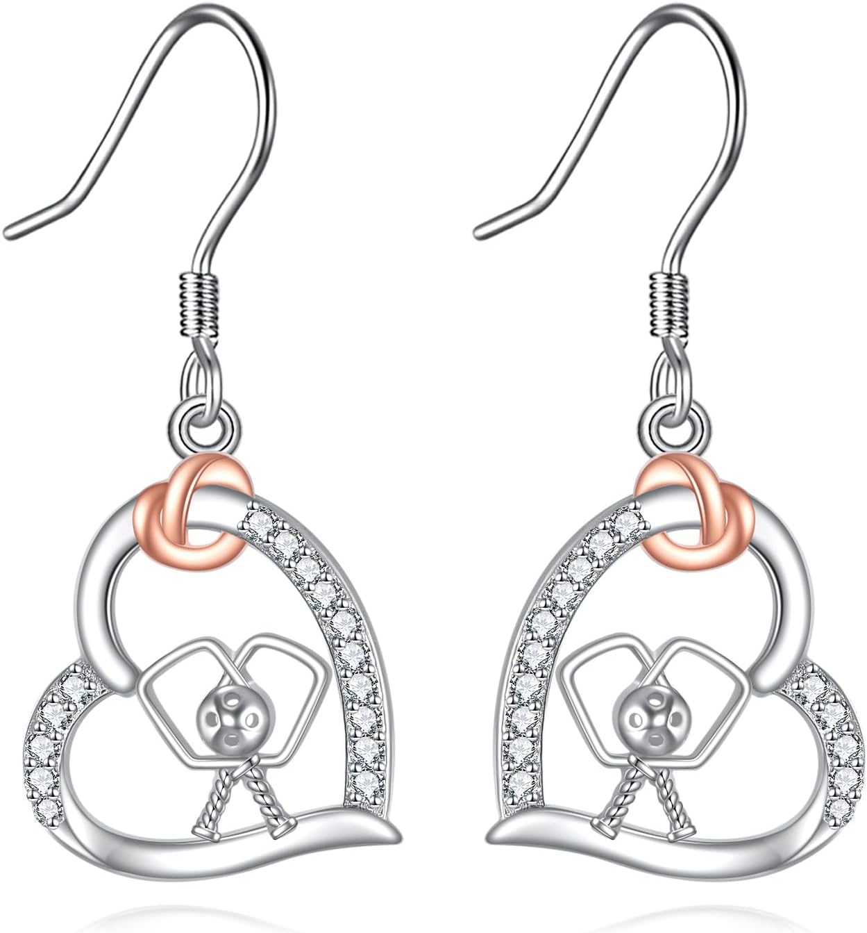 Bowling/Tennis Earrings 925 Sterling Silver Bowling Ball/Tennis Racket and Ball Earrings Sports Jewelry Gifts for Women