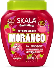 Skala Frutástica Morango Creme para Pentear 2 em 1 com Óleo de Oliva, Nutrição e Brilho, Vegano, 1000g