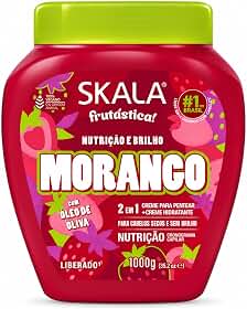 Skala Frutástica Morango Creme para Pentear 2 em 1 com Óleo de Oliva, Nutrição e Brilho, Vegano, 1000g