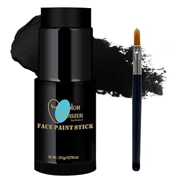 ColorMaster Black Face & Body Paint Stick, 0.75 oz Twist-Up Cream Makeup for Baseball Eye Black, Football Face Paint, Halloween Costumes, Theater & Sports