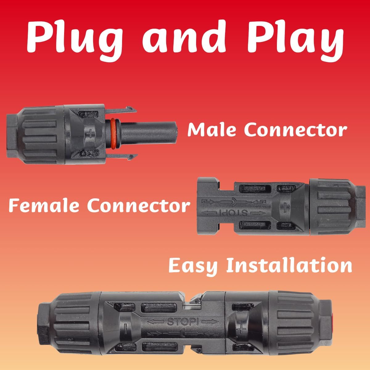 1 to 6 Y Splitter Solar Connector Kit Extension Cable Solar Connectors for Panel Adaptor Kit Tool, 4 Feet Solar Connector Extension Cable (A Type)