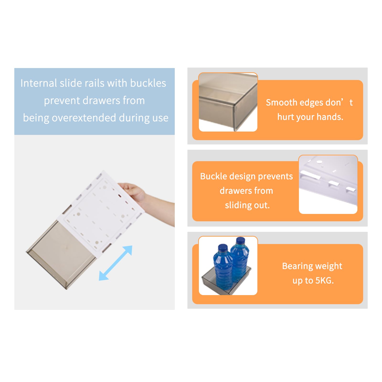 3er-Pack Schubladen unter dem Schreibtisch, herausziehbarer Schrank Organizer – mit Kleber – schaffen Sie zusätzlichen Stauraum für Ihr Zuhause/Büro/Küche/Schulbedarf
