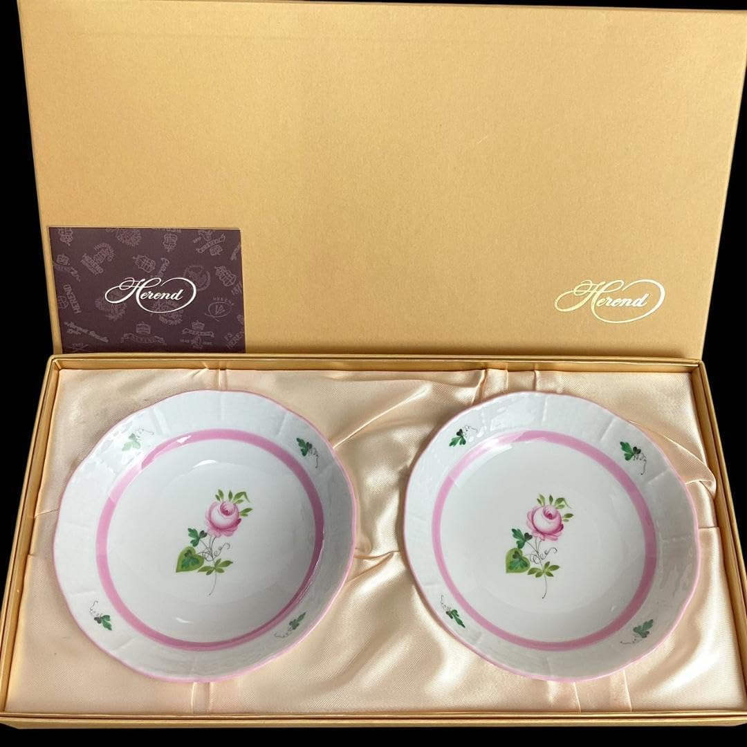 【未使用】ヘレンド ウィーンの薔薇 ピンク フルーツボウル 2枚 ペア プレート ヘレンド ウィーンの薔薇 ピンク フルーツボウル 2枚 ペア プレート 未