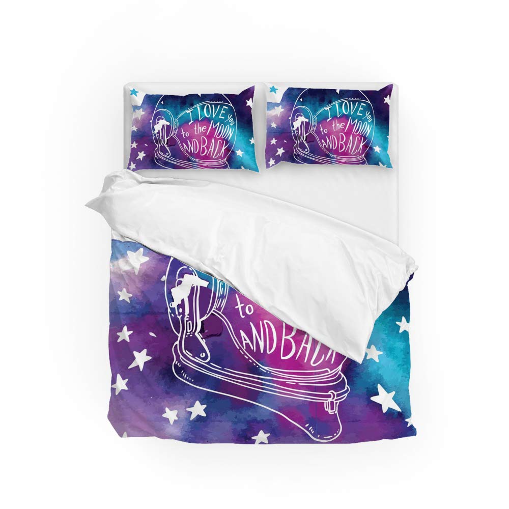 Housse de couette astronaute bleu et sa taie d'oreiller pour une chambre d'enfant spatiale