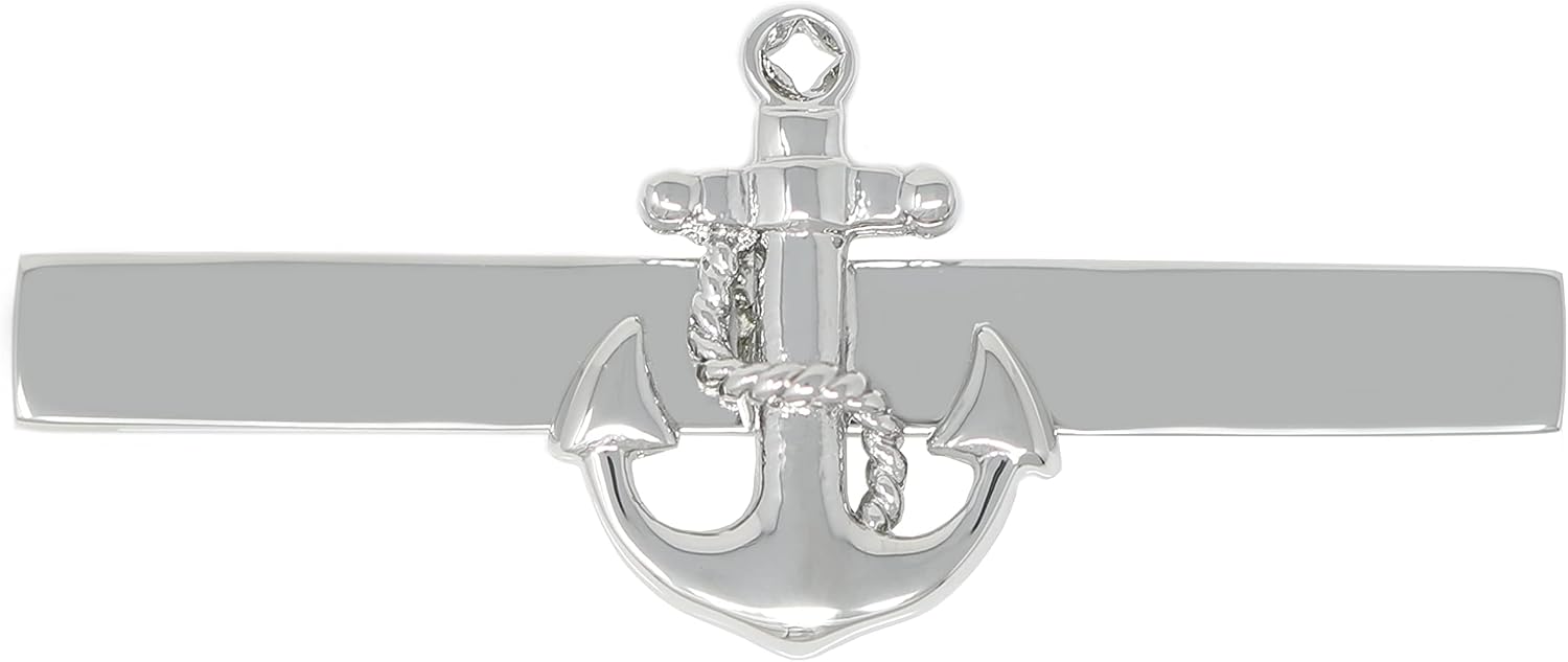 Anchor Tie Clip Rhodium Plated Fashion Anchor Tie Clip In Box (B)