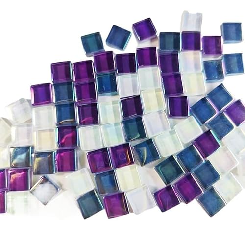 Tesselles Mosaique 100 pièces (100g/3.52oz) carreaux de mosaïque en verre émaillé brillant 4mm/0,16 pouces d'épaisseur 1cm/0,39 pouces, carreaux artisanaux carrés, matériaux de fabrication de mosaïque