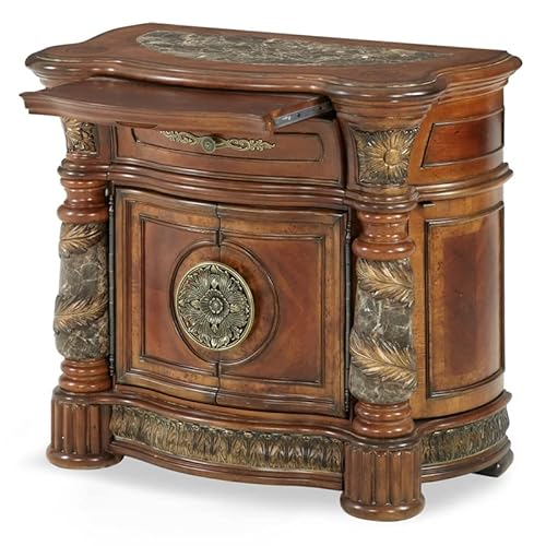 Michael Amini Villa Valencia Bedside Chest, Classic Chestnut #TOP1
