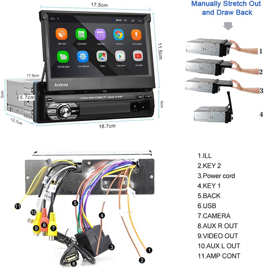 Hikity Single Din Android Car Stereo with Sat Navi Car Radio Bluetooth