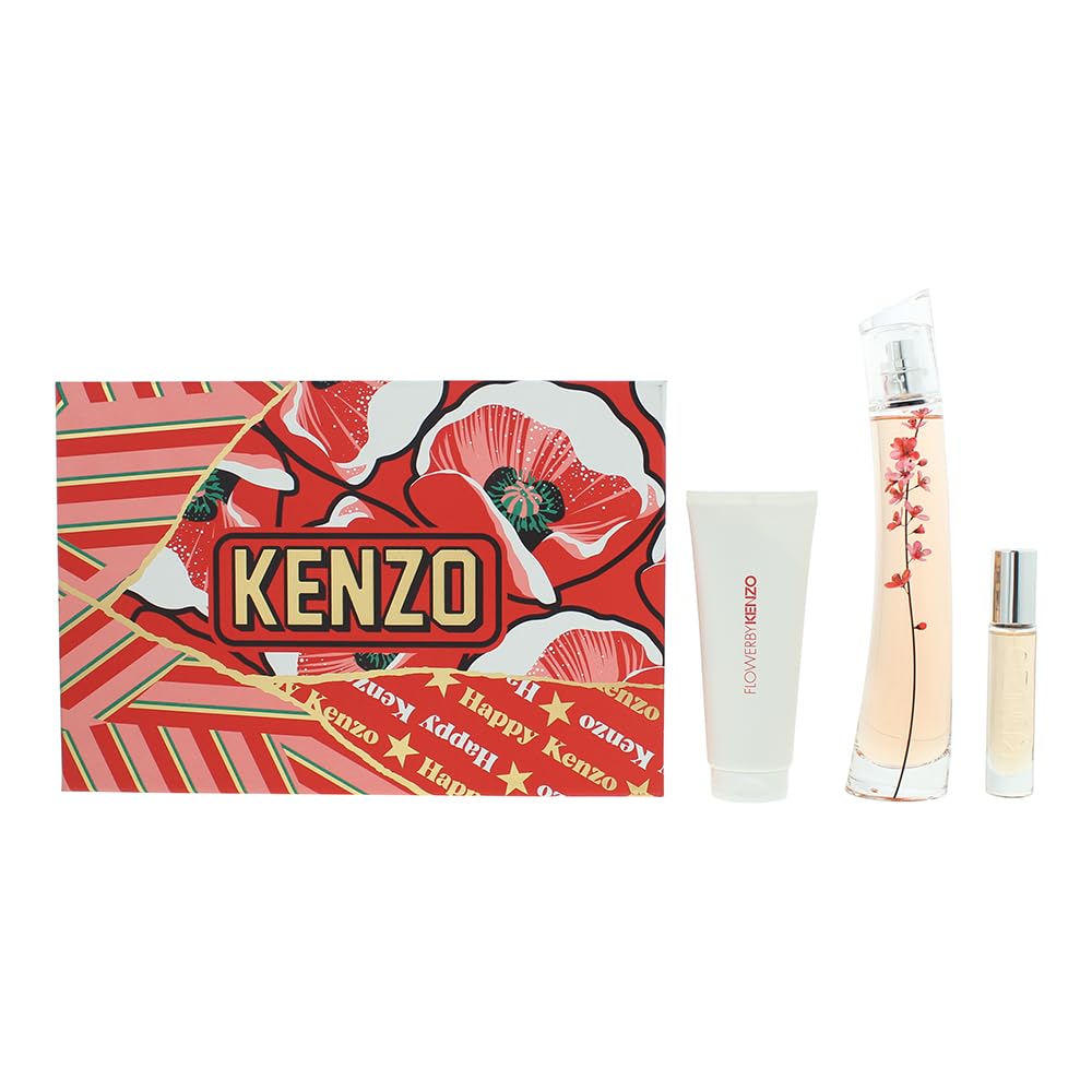Kenzo Flower Ikebana Sakura Eau de Parfum Set Flower By Kenzo Ikebana Edp 75Ml+Mini 10 Ml+Body Milk 75Ml