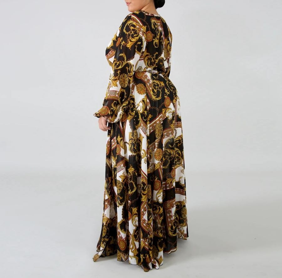 Robe longue femme grande taille au drapé fluide et coupe ample unique - 5