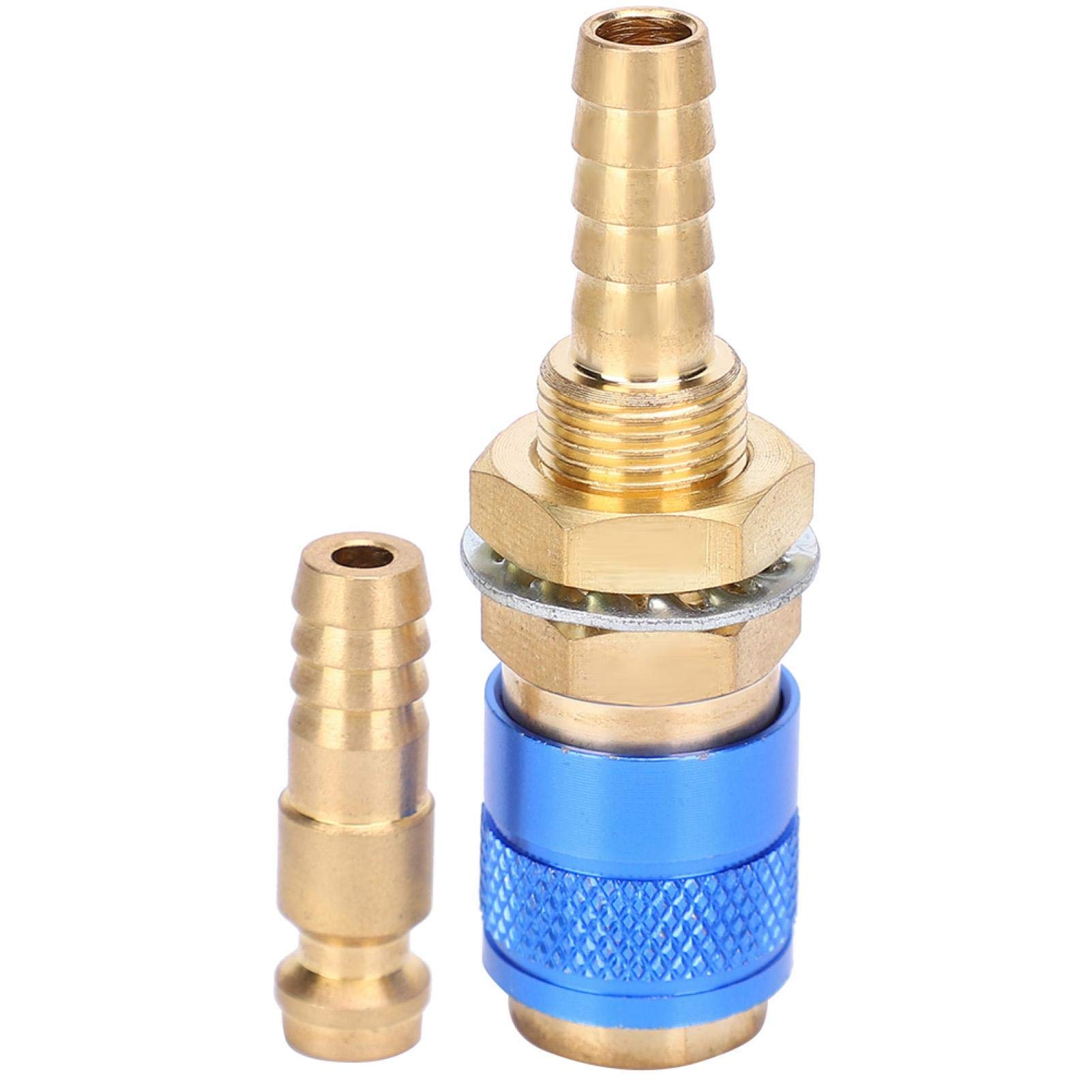 Tig Water Cooler, 8mm 1 Pair Brass Water Cooled & Gas Adapter Quick Connector Fitting for MIG TIG Welder Torch(Blue)