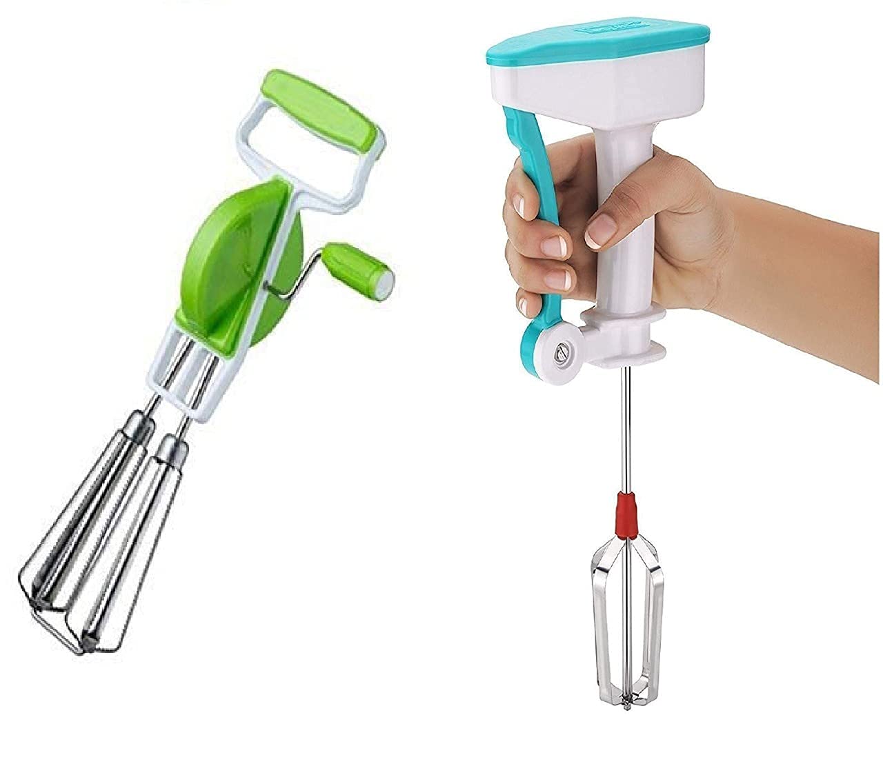 AASA Combo of Stainless Steel Non-Electrical Hand Blender and Beater for Kitchen Mixer for Butter Milk Shake Lassi