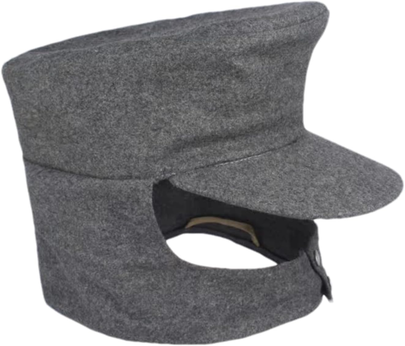 WWII German M43 Field Cap Gray Wool Military Hat for Collectors, Reenactment, 6 Sizes 56-61cm, Reinforced Stitching