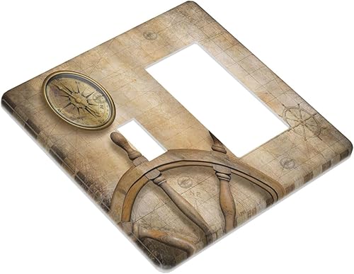 Vista 542 de Cubiertas decorativas de salida de estrella de mar playera, tablero de madera azul de concha de mar de 1 banda, decoración individual GFCI, placa