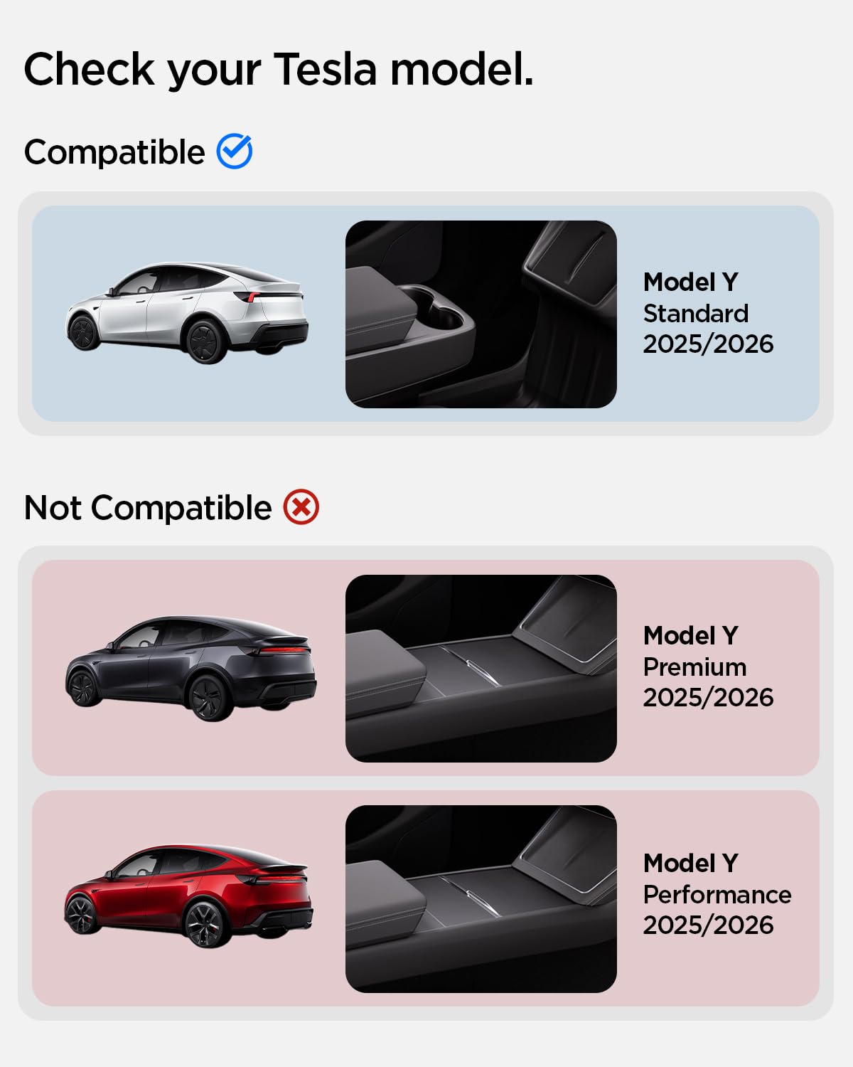 Spigen Tesla Model Y Juniper 2025 2026 (NUR Standard) Organizer für die untere Mittelkonsole mit Getränkehalter, Multifunktionale Aufbewahrungsbox, Premium-Innenraum-Zubehör für Tesla Model Y Juniper
