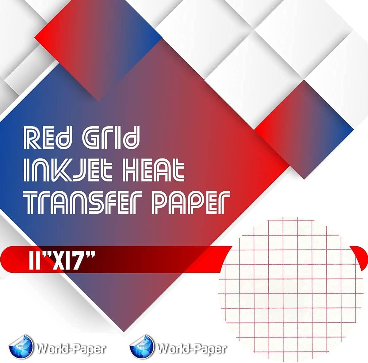 Red Grid - Inkjet Heat Transfer Paper 11"x17" 50 SHEETS*