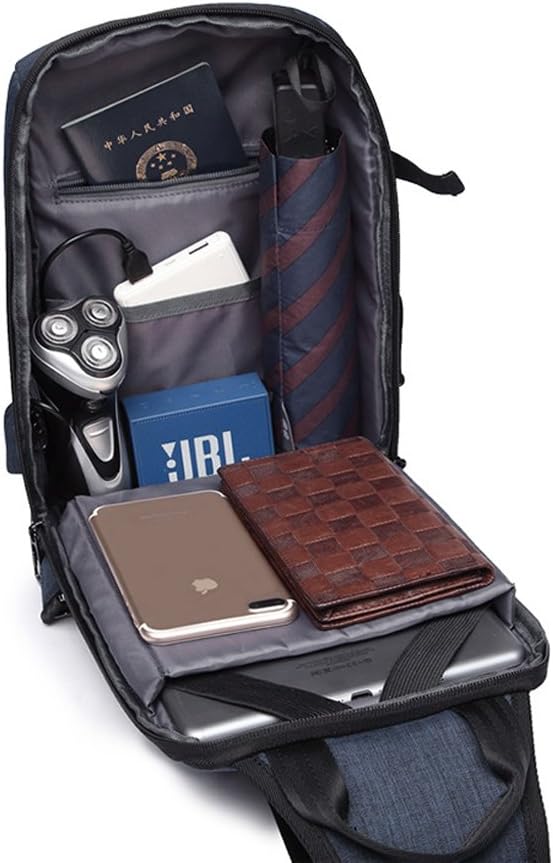 Anti-theft Sling Shoulder Bag Backpack with External USB Charger Crossbody Chest Bags GYM Pack Waterproof Backpack for Cycling Hiking Outdoor Travel Men Women Fit IPad 10" (1997Grey)