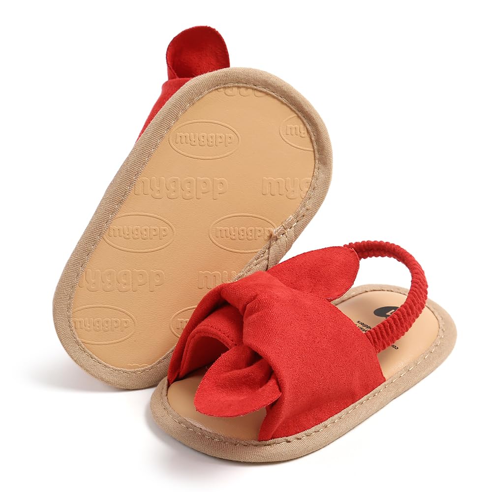 COSANKIM Infant Baby Girls Summer Sandals with Flower Soft Sole Newborn Toddler First Walker Crib Dress Shoes