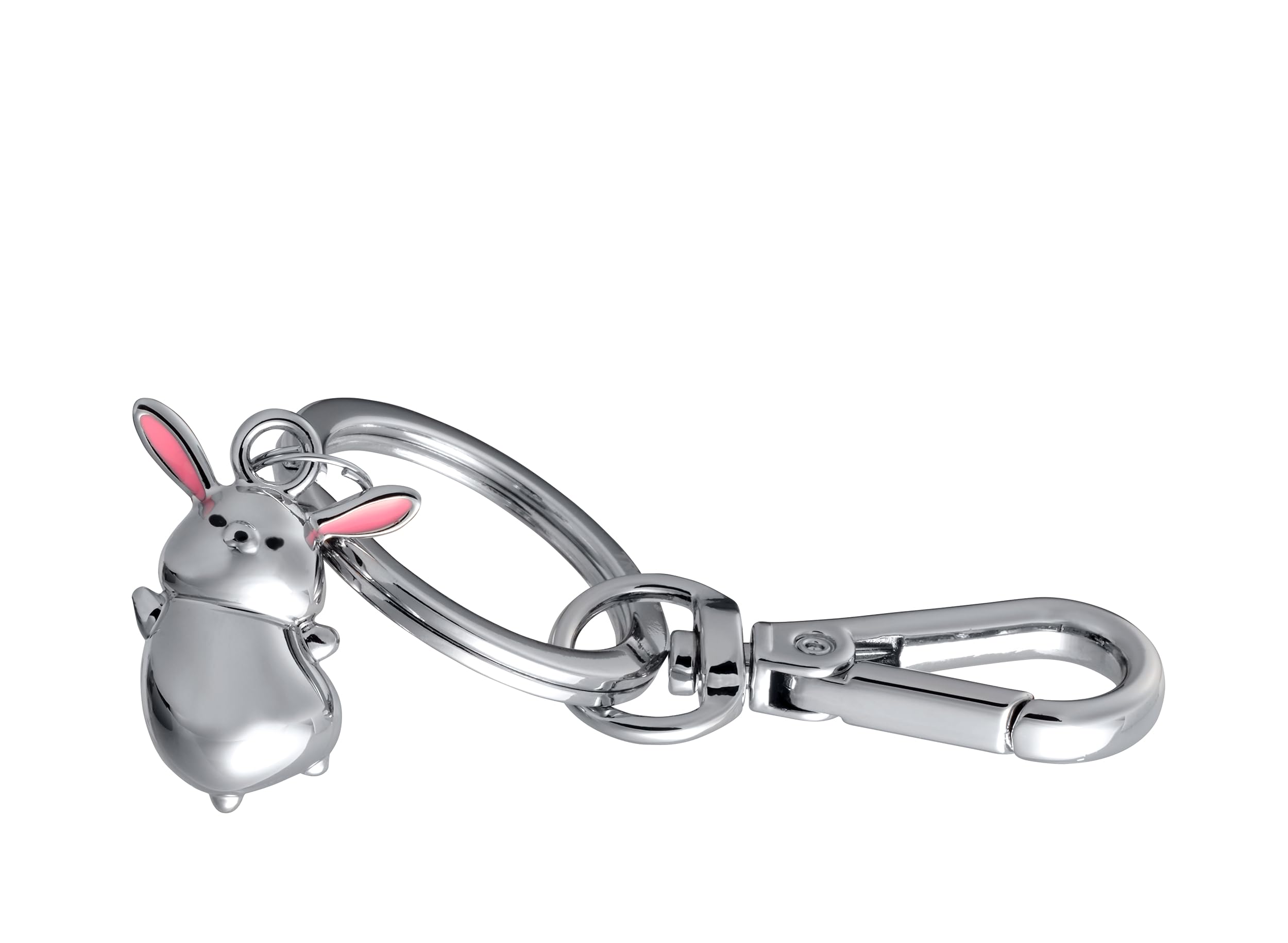 TROIKA Breloczek do kluczy zając TINY Rabbit metalowy z karabińczykiem mały zając z odlewu metalowego chromowany w kolorze srebrnym jako prezent na Wielkanoc dla miłośników zajączków