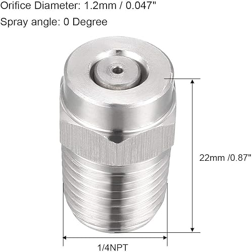 Miniatura 2 de uxcell Boquilla para lavadora a presión, punta de pulverización de rosca 14NPT (0 grados, diámetro de orificio de 0.047 in)