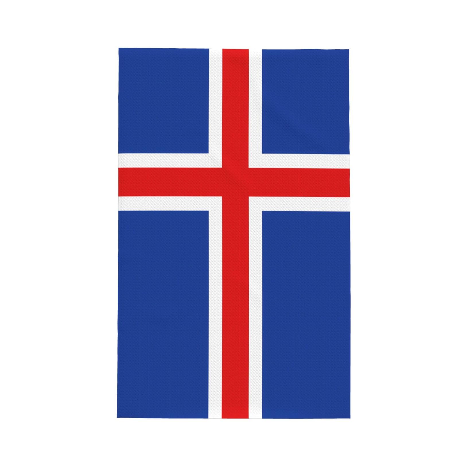 SXZVVBN Flag of Iceland Super Absorbent Microfibre Waffle Towels Fast Drying Dish Cloths Home Cafe Barista