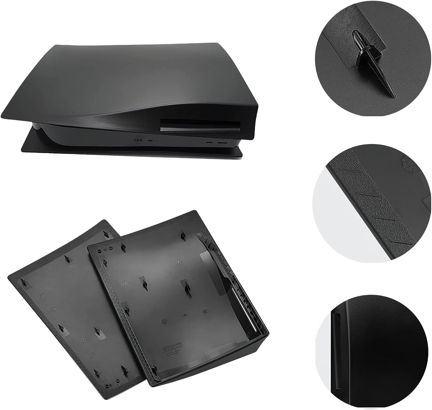 Cover Plates for 2020 PS5 Disc Edition, KANNGENN Replacement Shell Faceplate Panel Accessories Compatible with PlayStation 5 Console Skin (Black, Disc 2020)