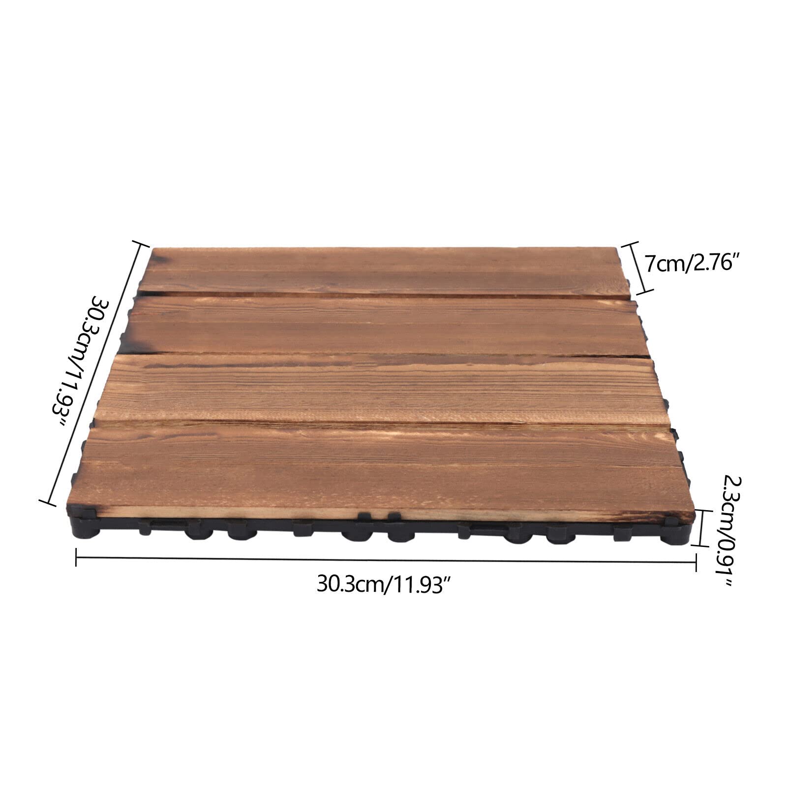 36 baldosas entrelazadas para terraza, suelo de madera dura, 30 x 30 cm, para jardín, patio, balcón