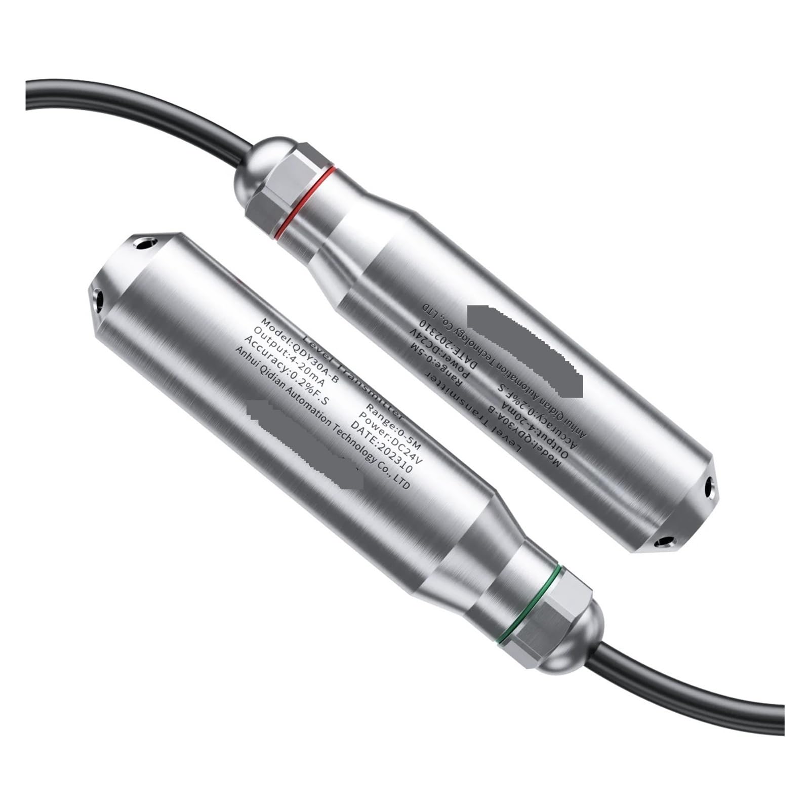 Sensor de nivel agua 4-20 mA 0-10 V 0-5 Salida RS485 0-500 m Cable 304SS Transmisor líquido Anti-flexión(15m range 20 m cable,4-20mA)