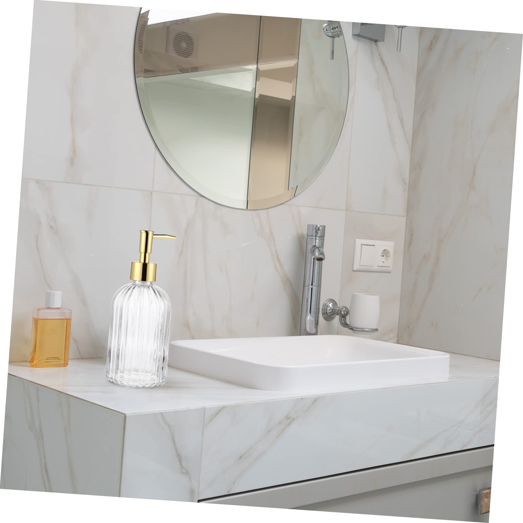 2 pezzi Dispenser Lotion Bottiglie Vetro Trasparente con Pompa Pressione Dosatore Liquido per Bagno e Shampoo Ricaricabile Facile da Usare Design e Resistente