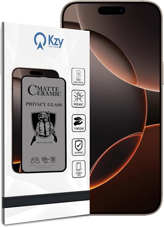 KZY İletişim Apple iPhone 16 Pro Max Tam Kaplayan Mat Seramik Nano Esnek Hayalet Ekran Koruyucu Cam
